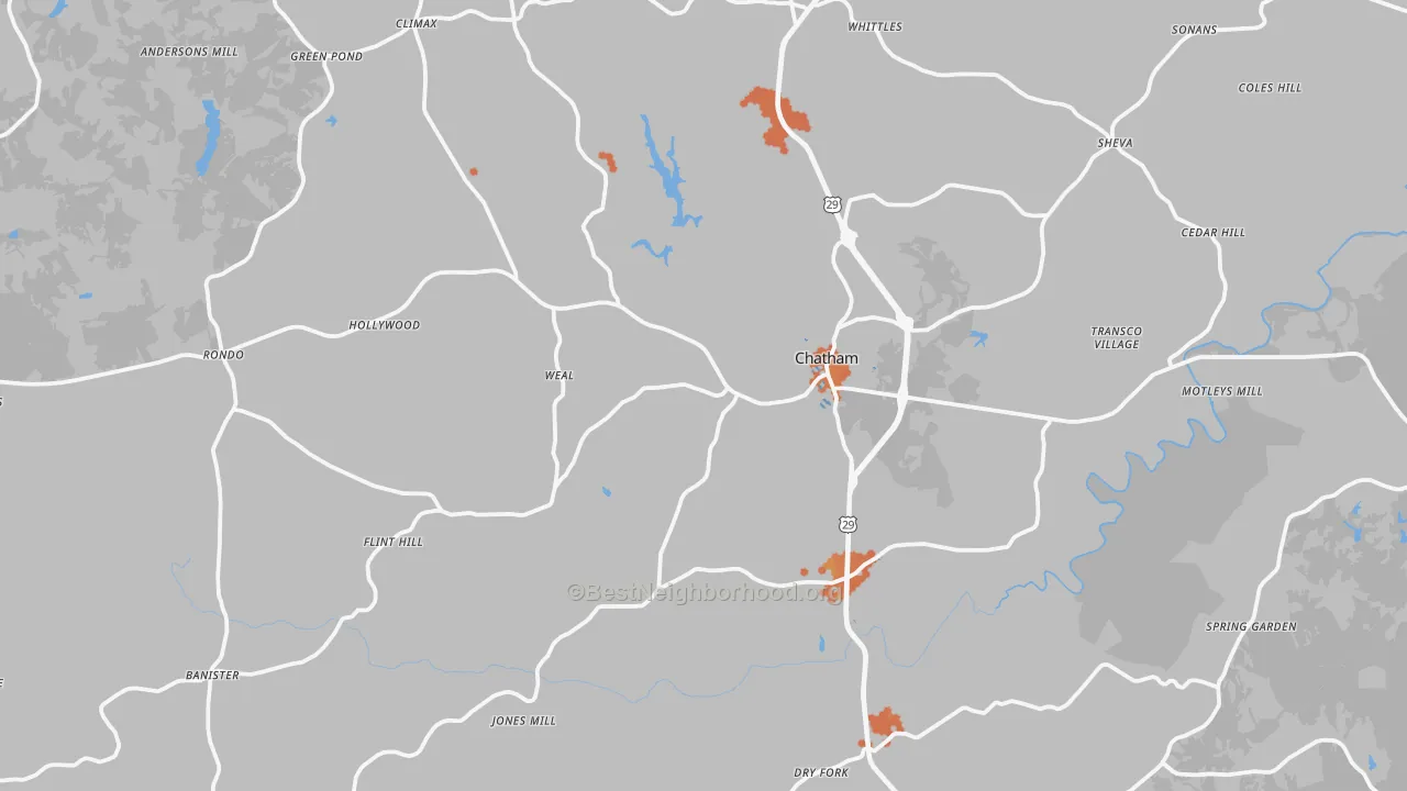 Bike Grade map of Chatham, VA