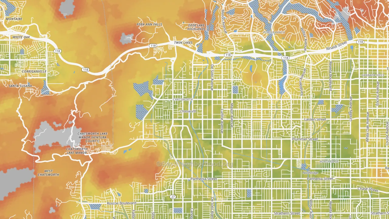 Bike Grade map of Chatsworth, CA