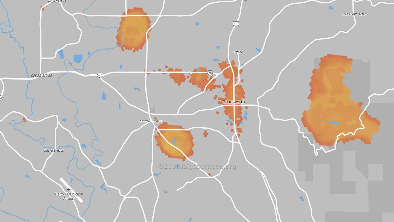 Bike Grade map of Chatsworth, GA