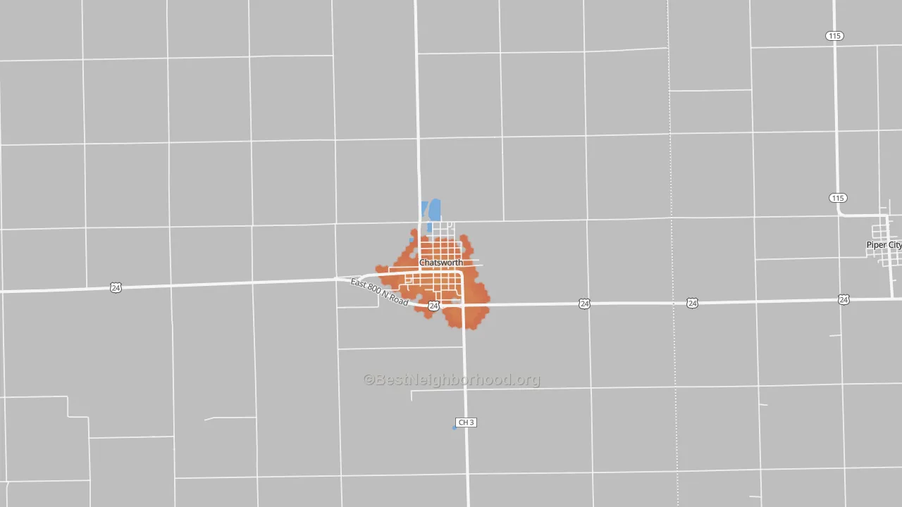 Bike Grade map of Chatsworth, IL