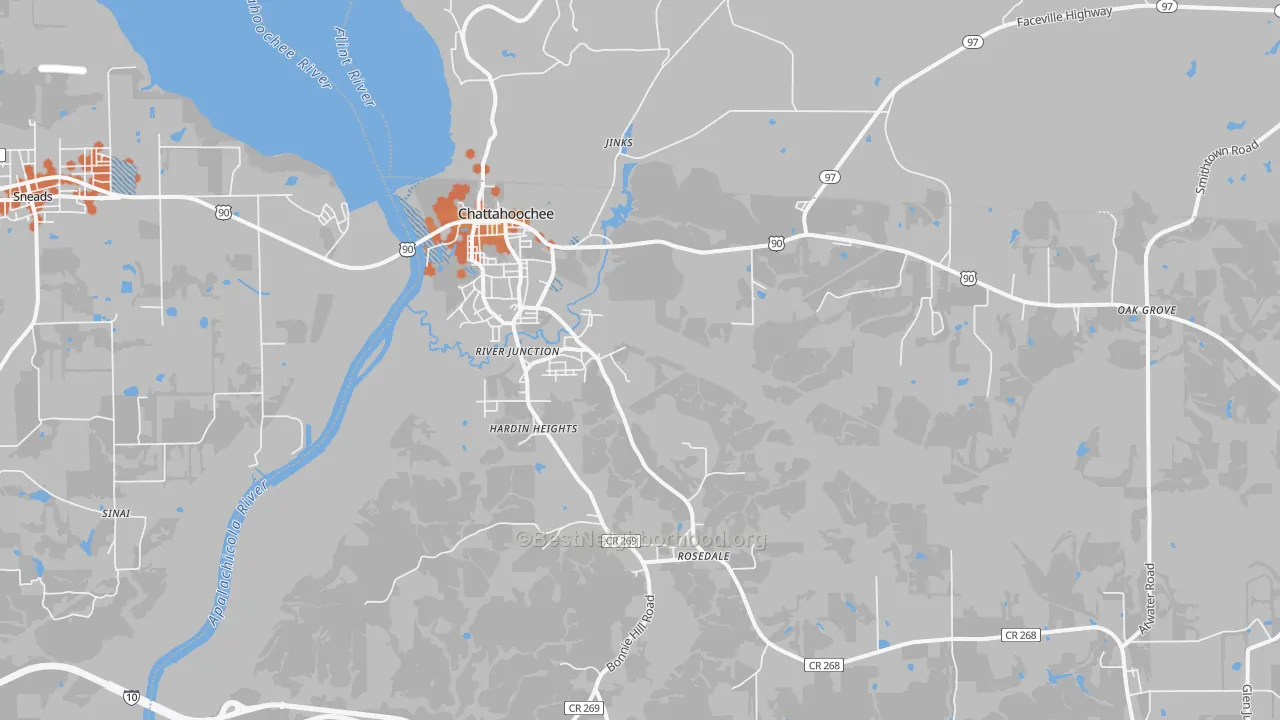 Bike Grade map of Chattahoochee, FL
