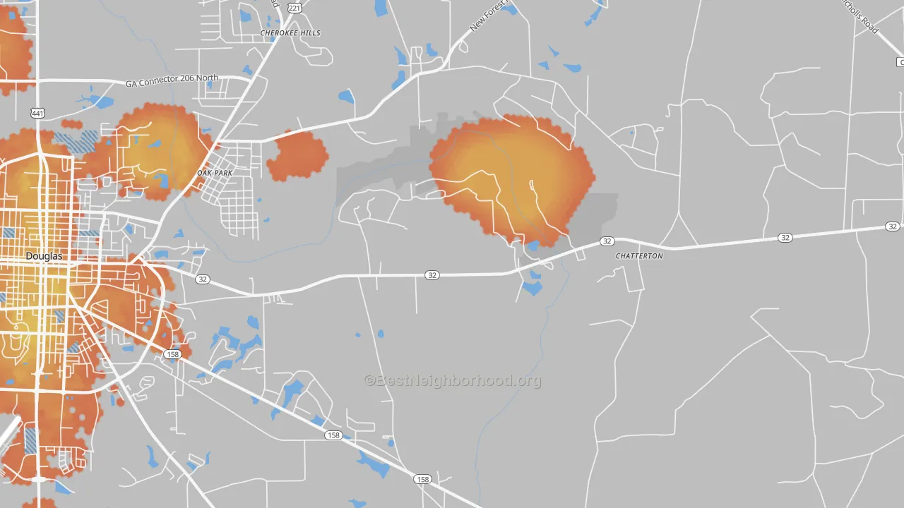 Bike Grade map of Chatterton, GA
