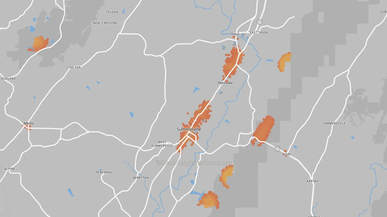 Bike Grade map of Chattooga County, GA