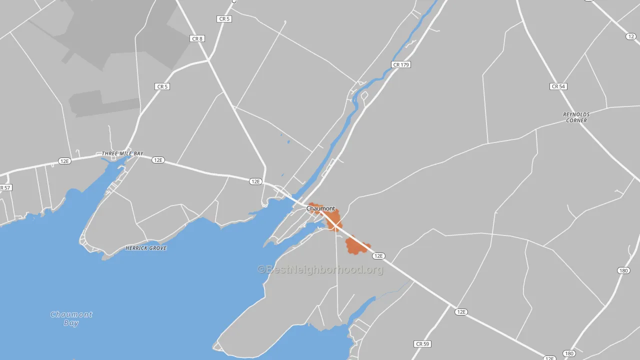 Bike Grade map of Chaumont, NY