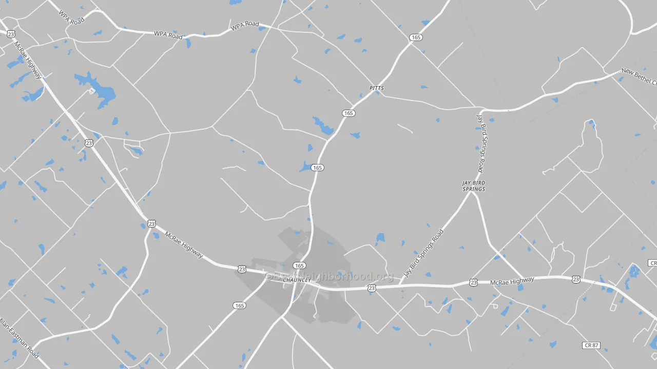 Bike Grade map of Chauncey, GA
