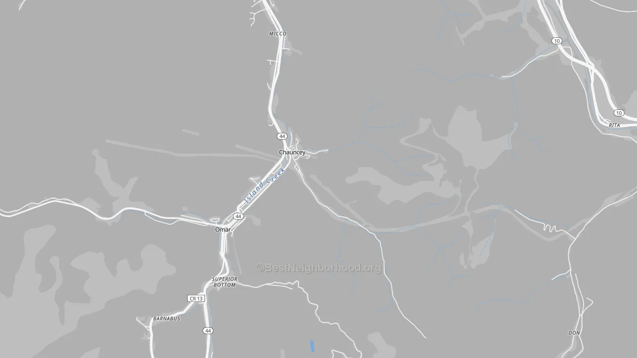 Bike Grade map of Chauncey, WV