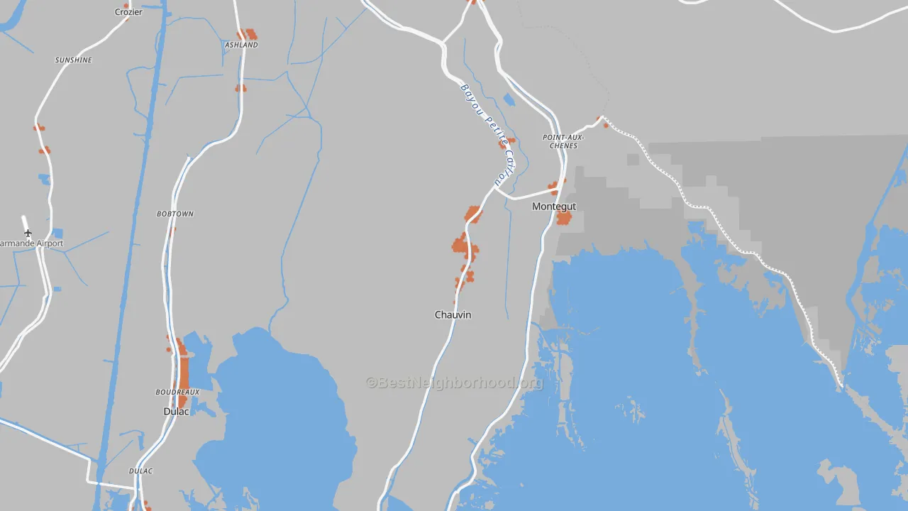 Bike Grade map of Chauvin, LA