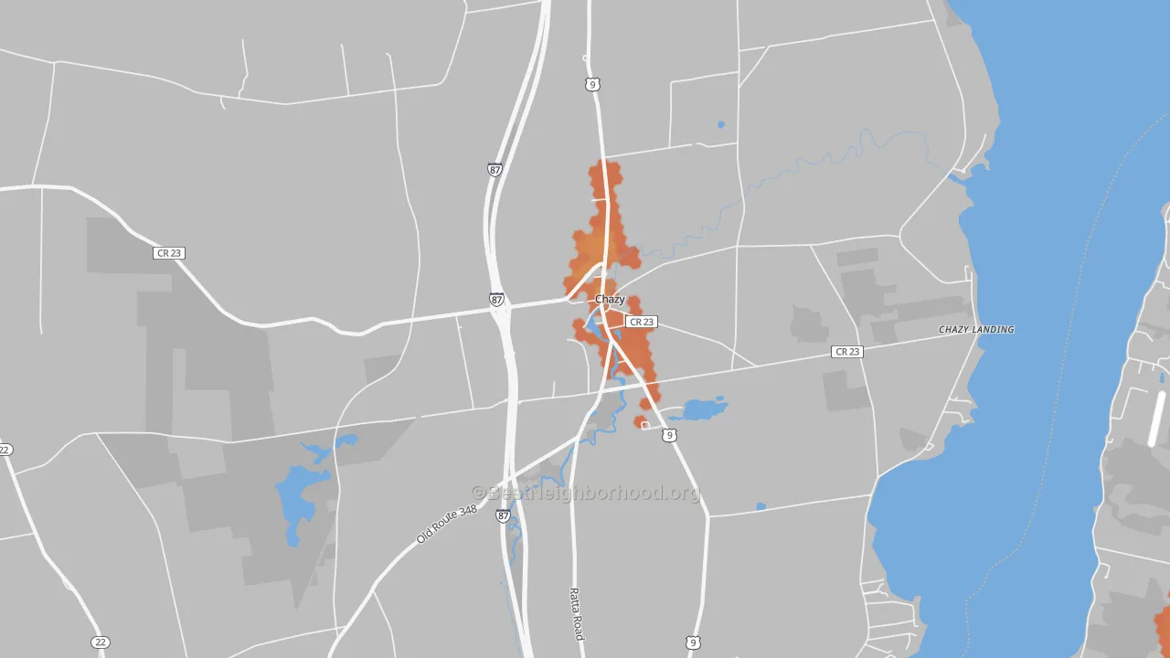 Bike Grade map of Chazy, NY