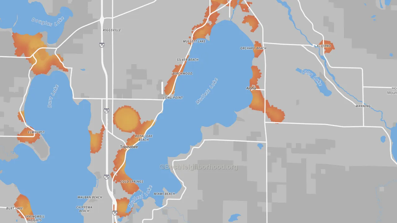 Bike Grade map of Cheboygan County, MI