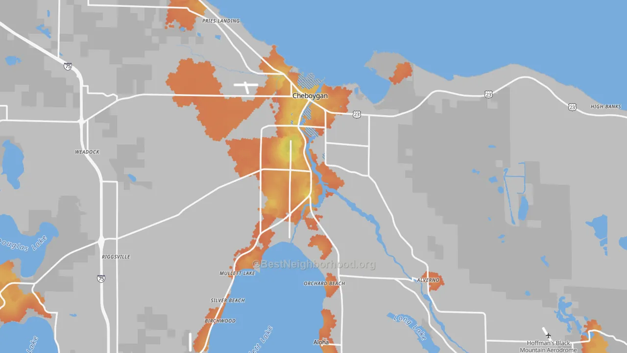 Bike Grade map of Cheboygan, MI