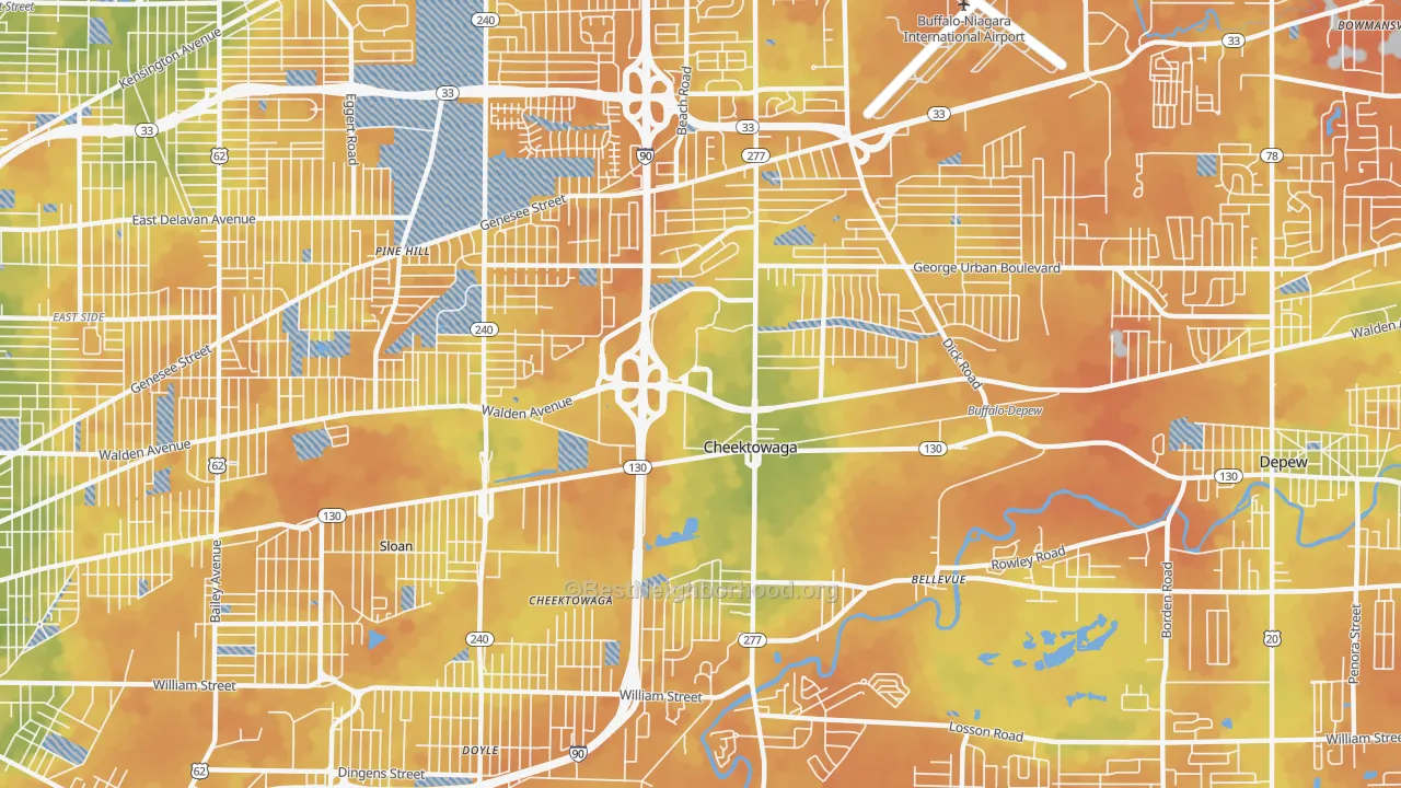 Bike Grade map of Cheektowaga, NY