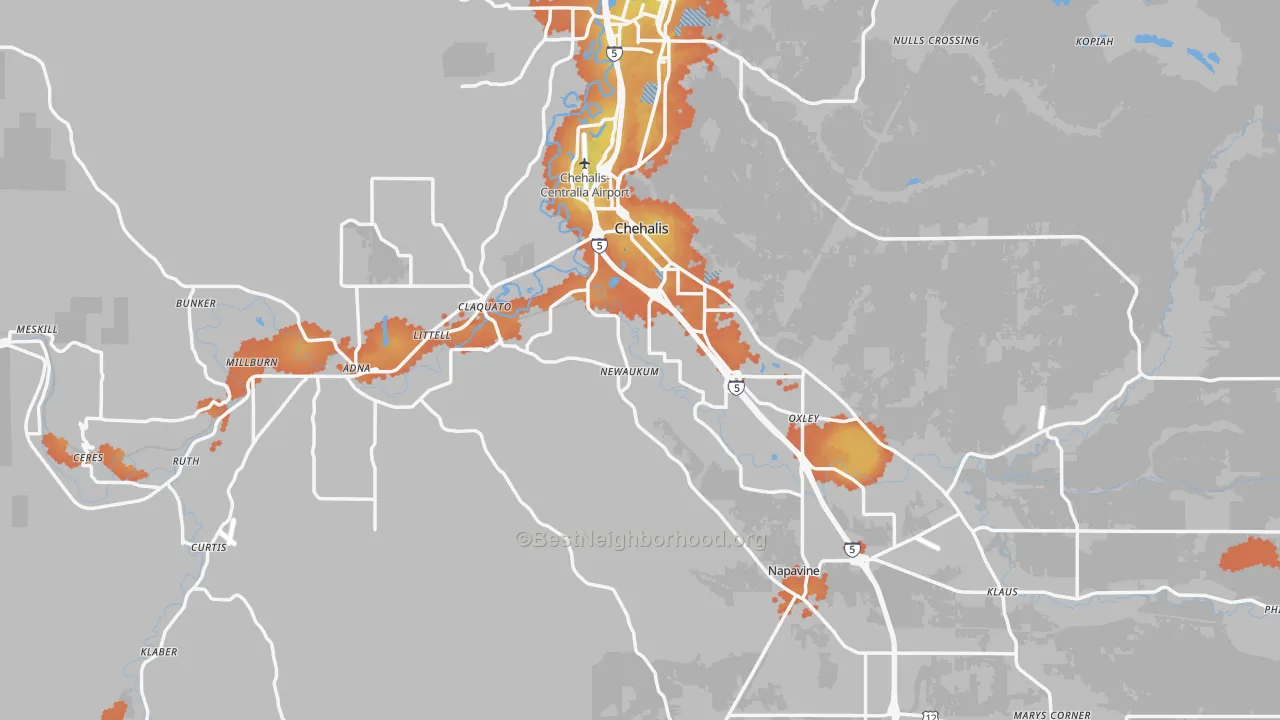 Bike Grade map of Chehalis, WA