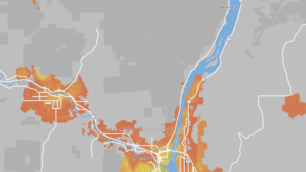 Bike Grade map of Chelan County, WA