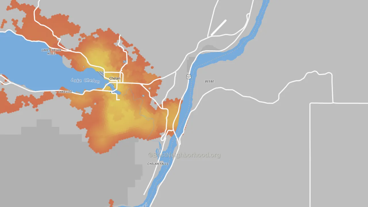 Bike Grade map of Chelan Falls, WA