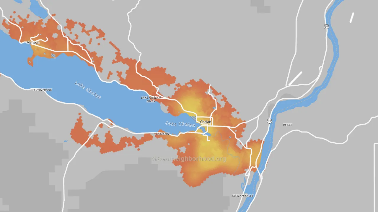 Bike Grade map of Chelan, WA