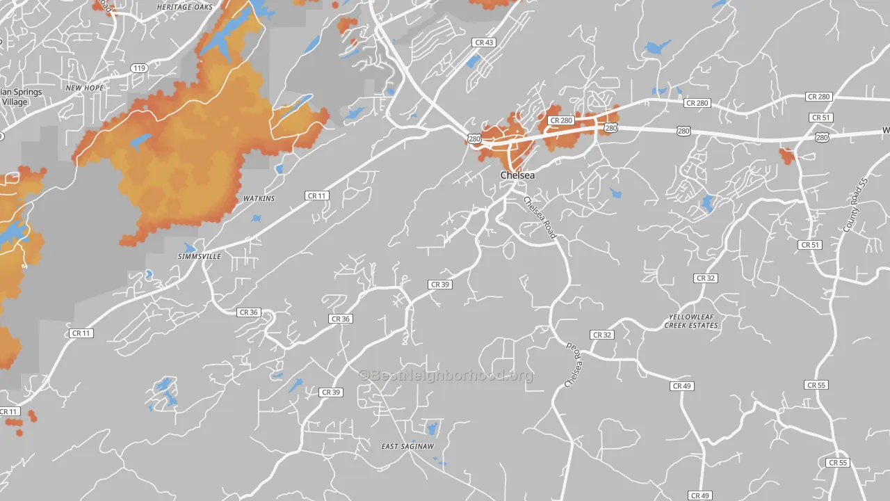 Bike Grade map of Chelsea, AL