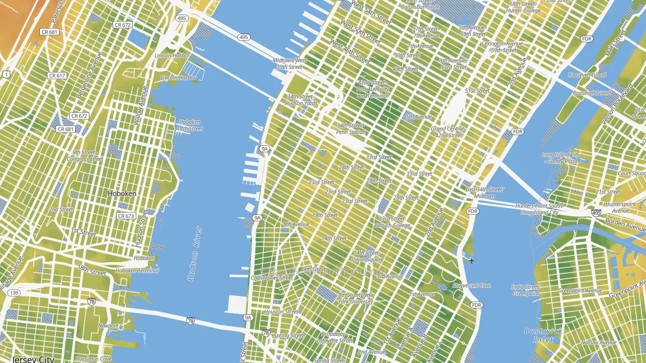 Bike Grade map of Chelsea, Manhattan, NY