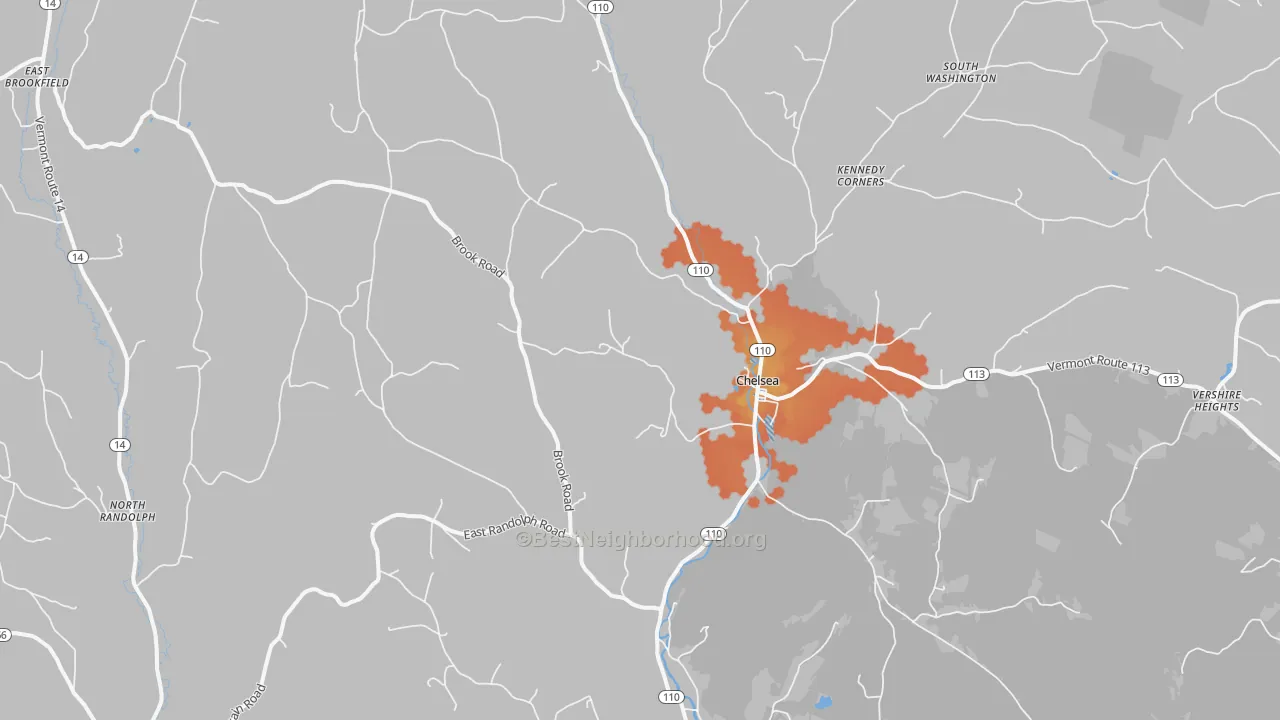 Bike Grade map of Chelsea, VT