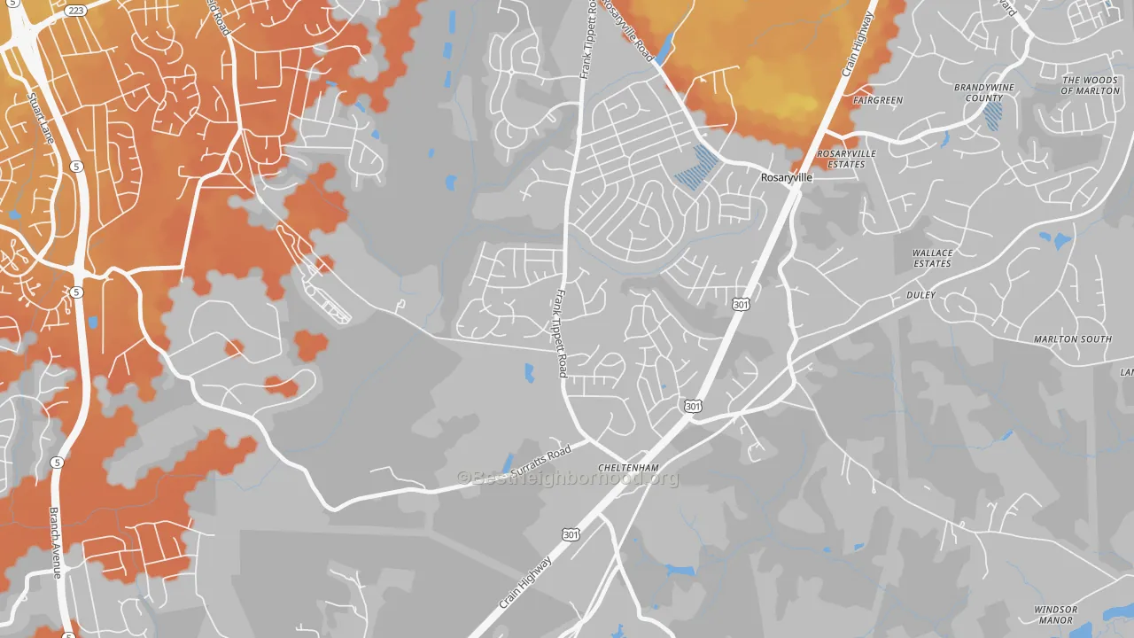 Bike Grade map of Cheltenham, MD