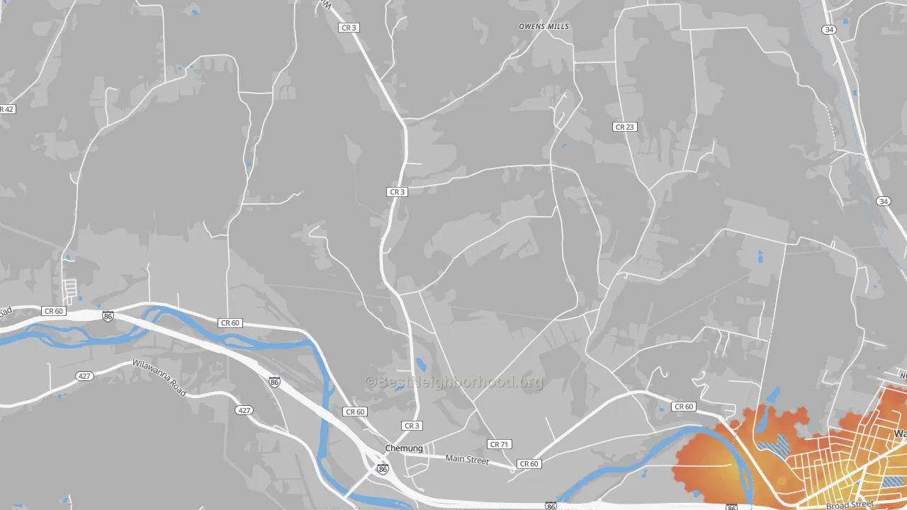 Bike Grade map of Chemung, NY