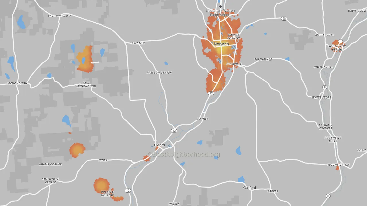 Bike Grade map of Chenango County, NY