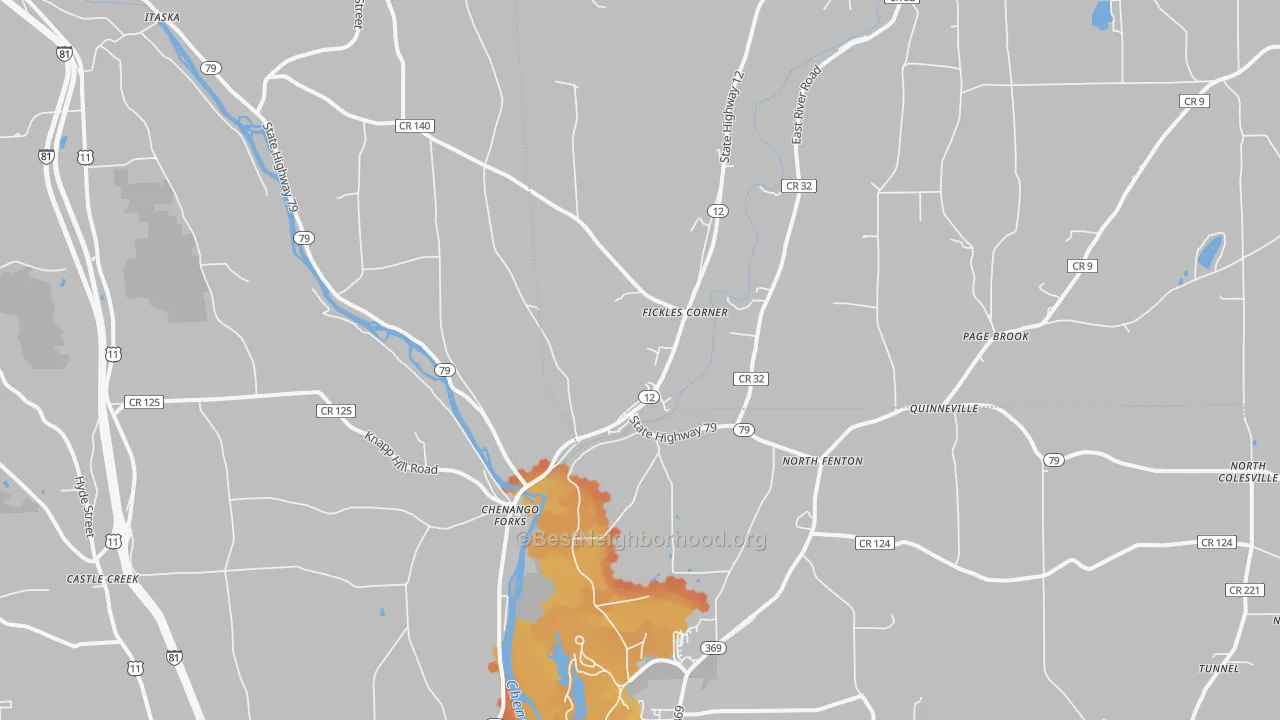 Bike Grade map of Chenango Forks, NY
