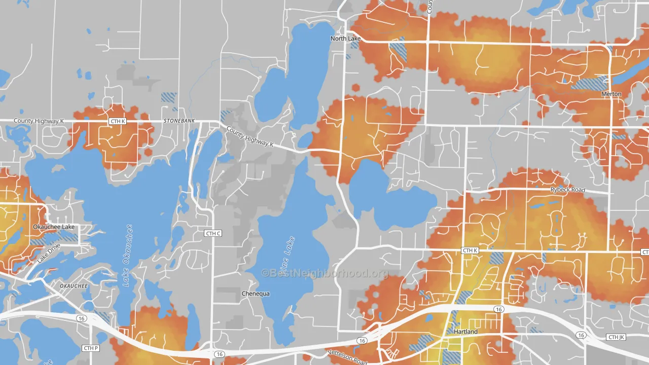 Bike Grade map of Chenequa, WI