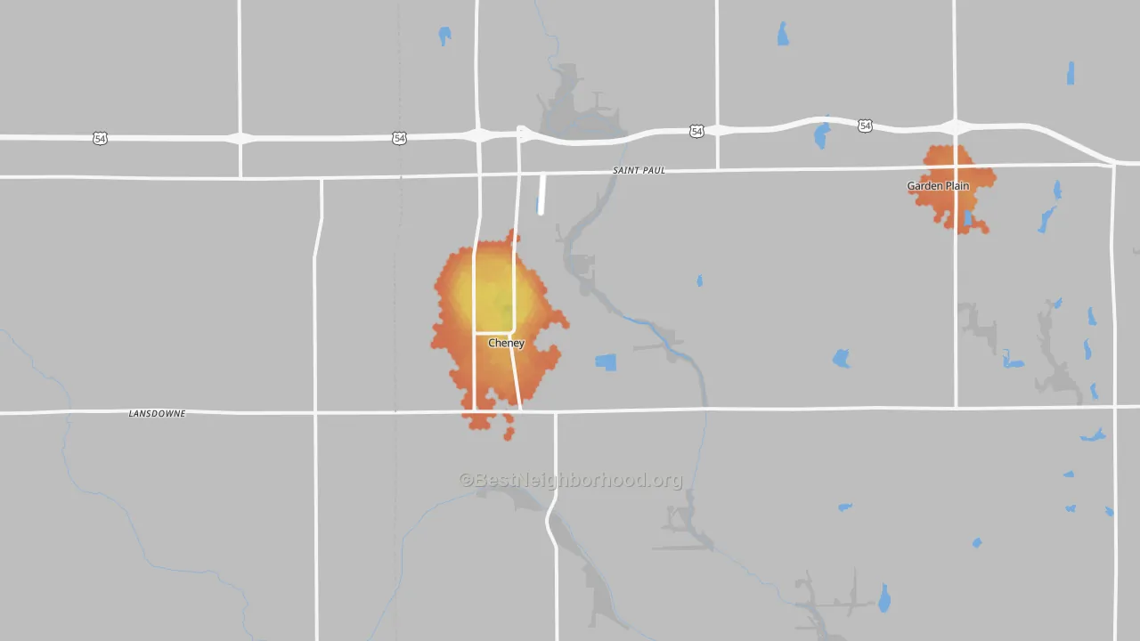 Bike Grade map of Cheney, KS