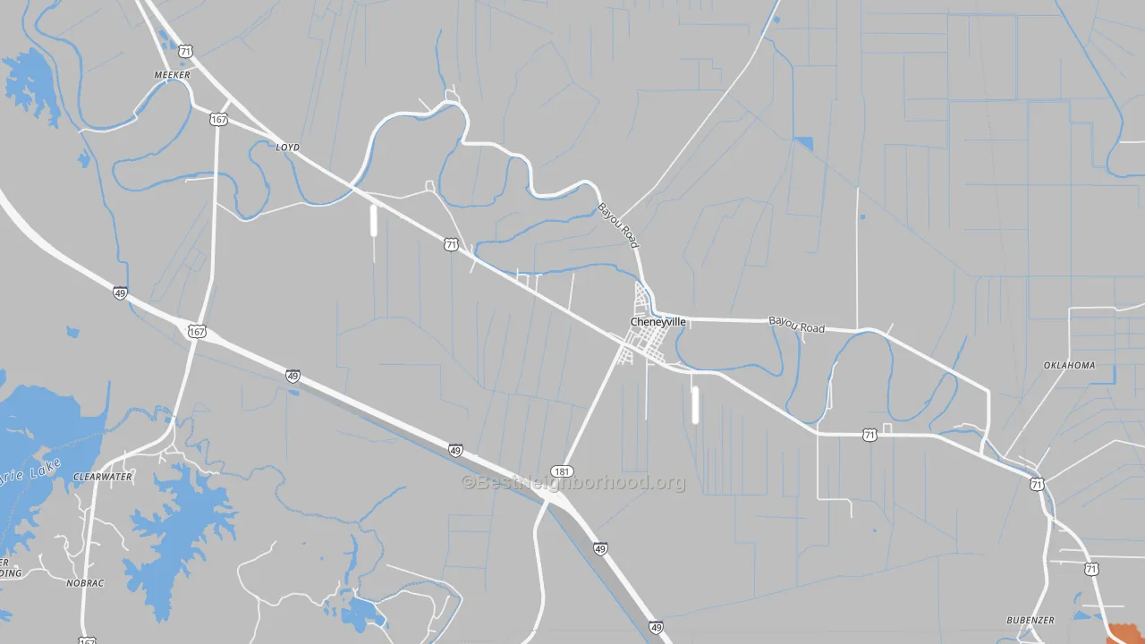 Bike Grade map of Cheneyville, LA