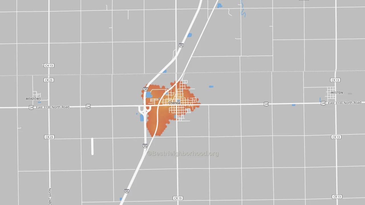 Bike Grade map of Chenoa, IL