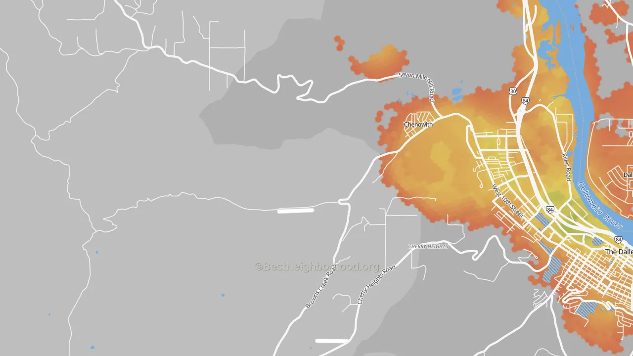 Bike Grade map of Chenoweth, OR