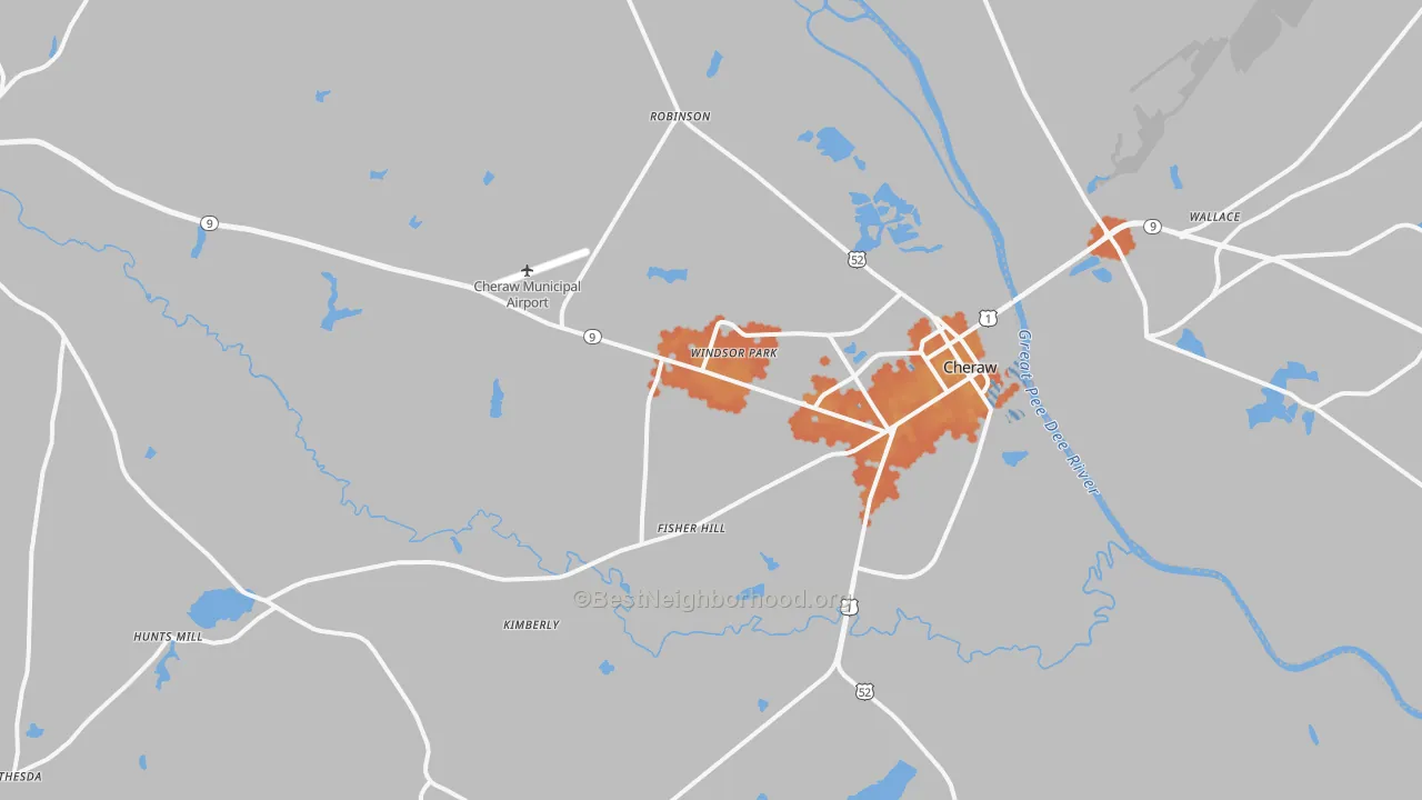 Bike Grade map of Cheraw, SC