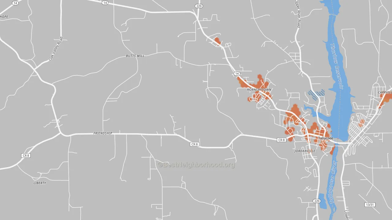 Bike Grade map of Cherokee Bluffs, AL