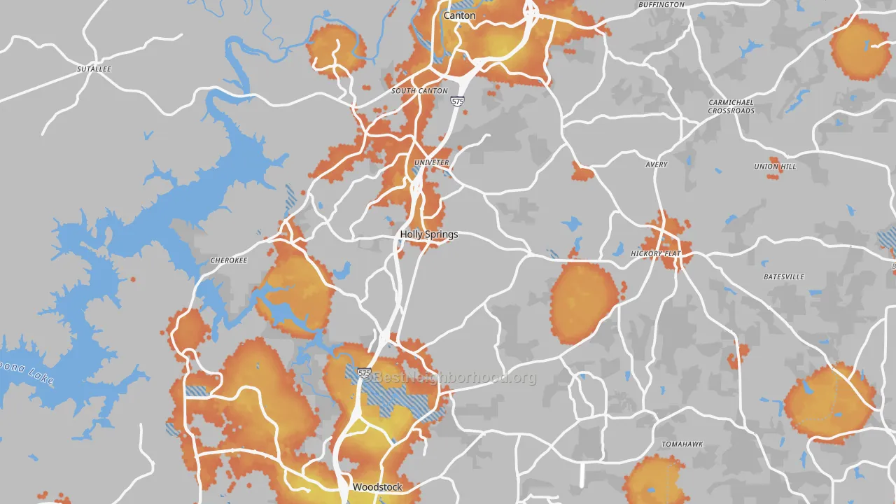 Bike Grade map of Cherokee County, GA