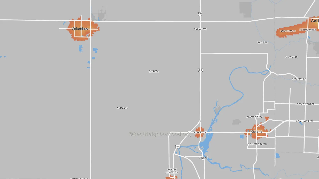 Bike Grade map of Cherokee County, KS