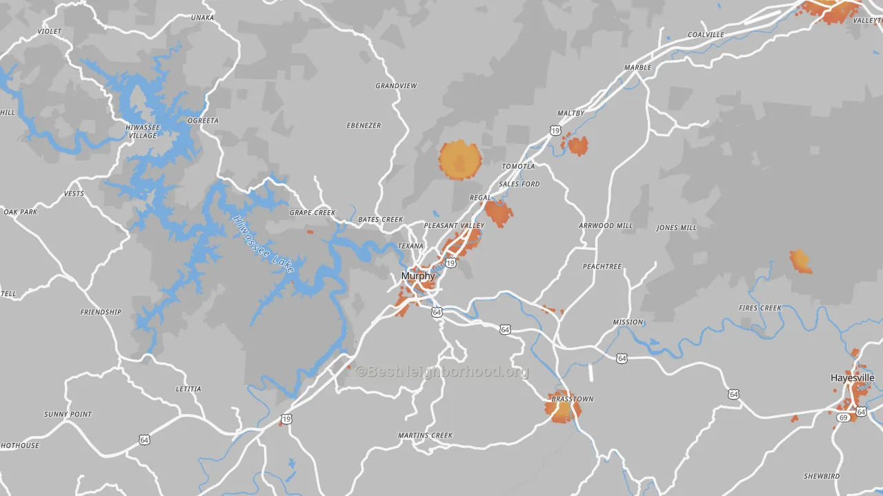 Bike Grade map of Cherokee County, NC