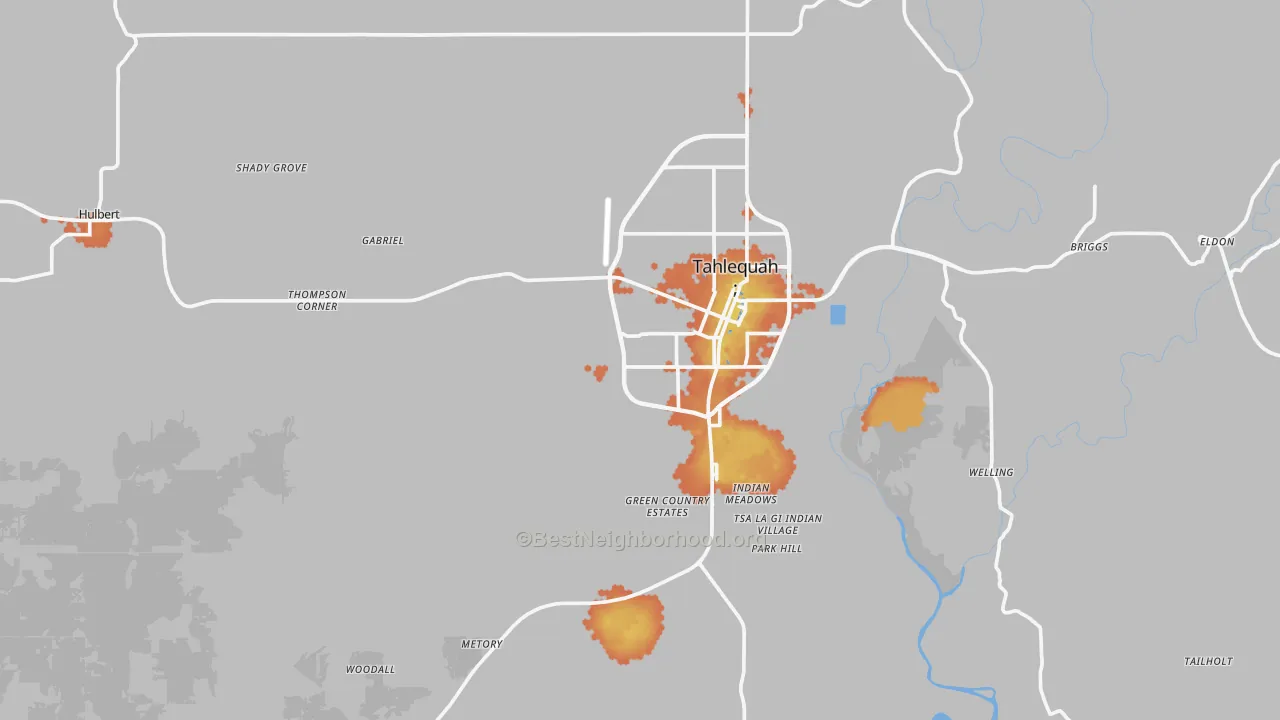 Bike Grade map of Cherokee County, OK