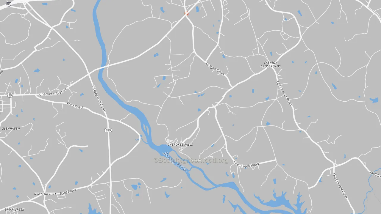 Bike Grade map of Cherokee Falls, SC