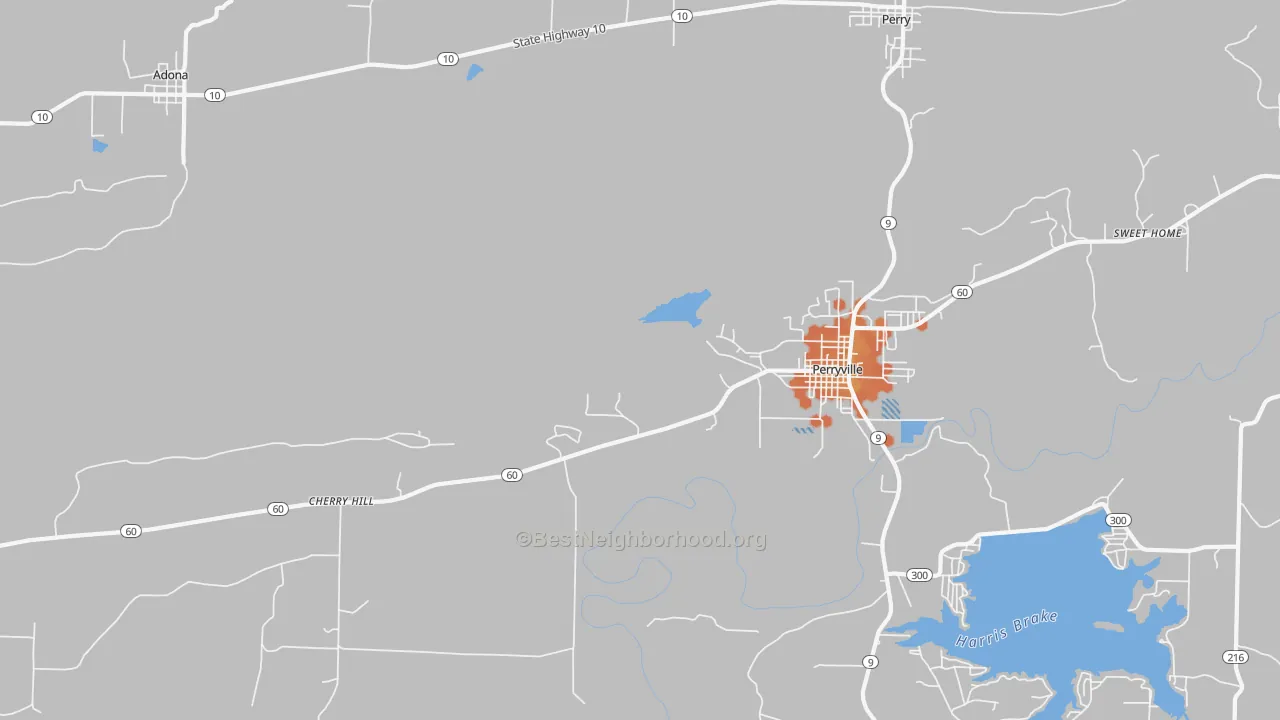 Bike Grade map of Cherry Hill, AR