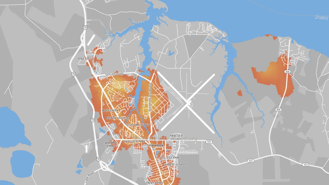 Bike Grade map of Cherry Point, NC
