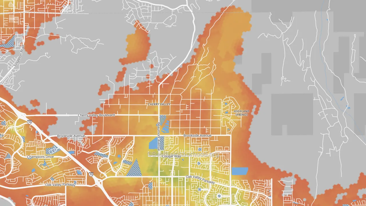 Bike Grade map of Cherry Valley, CA
