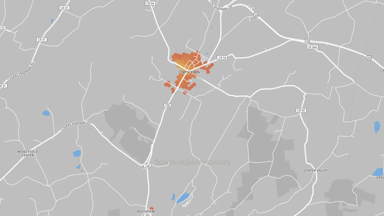 Bike Grade map of Cherry Valley, NY