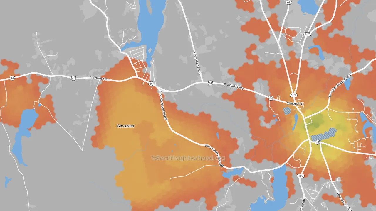 Bike Grade map of Cherry Valley, RI