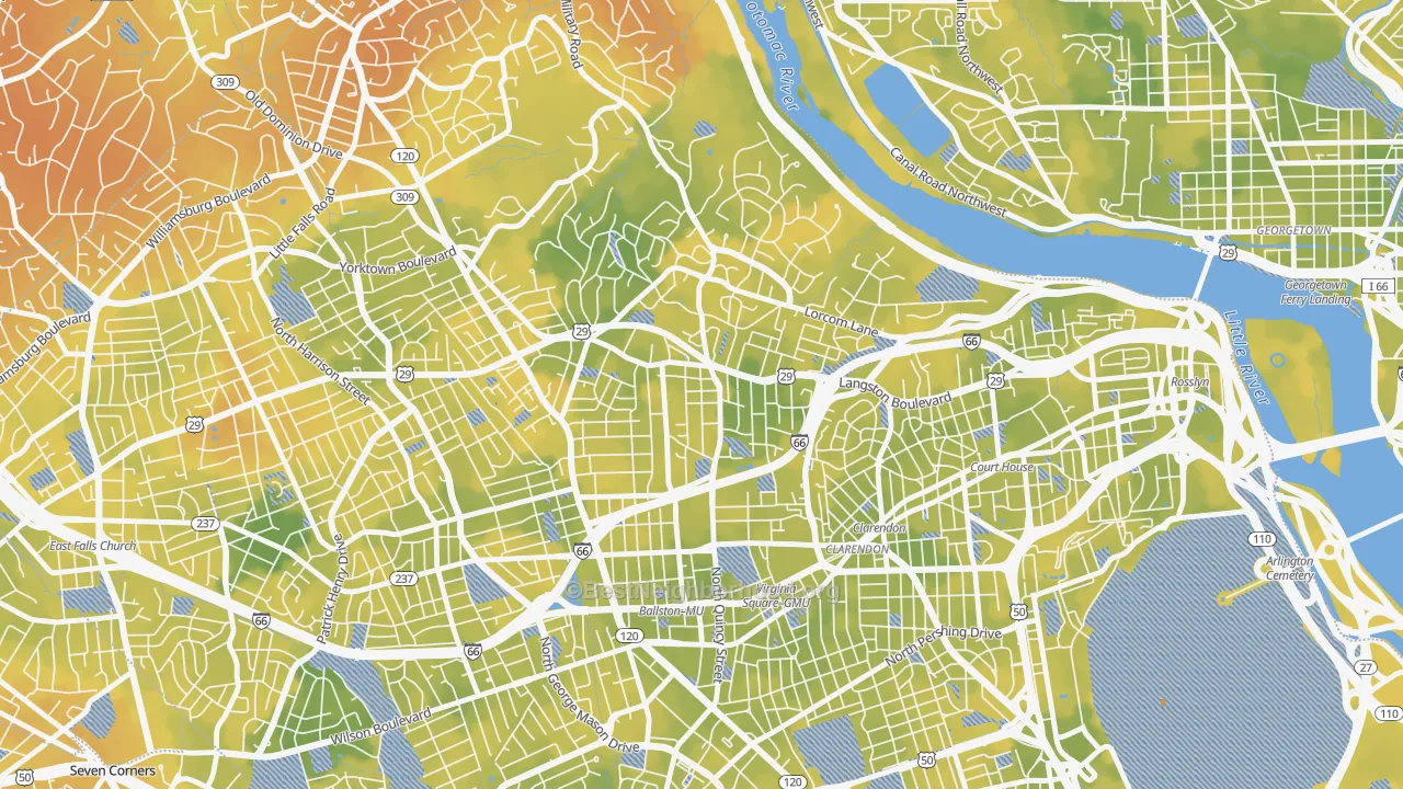 Bike Grade map of Cherrydale, Arlington, VA