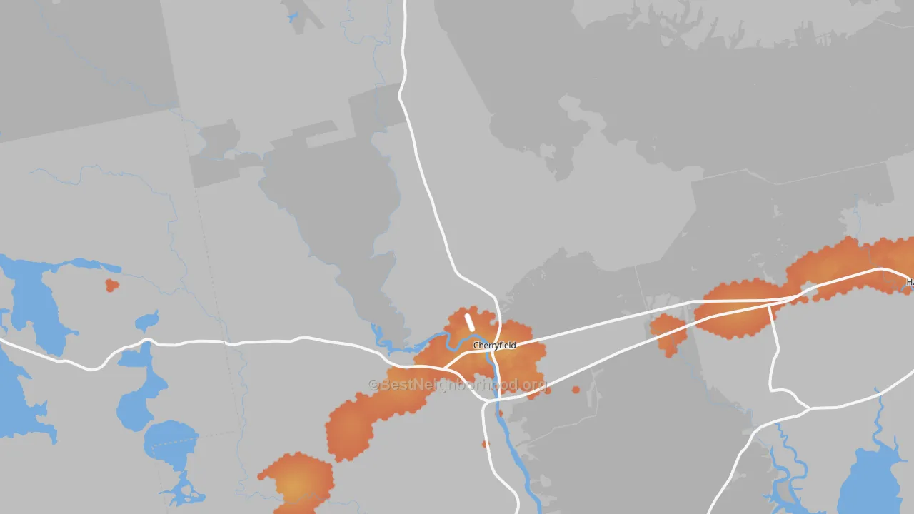 Bike Grade map of Cherryfield, ME