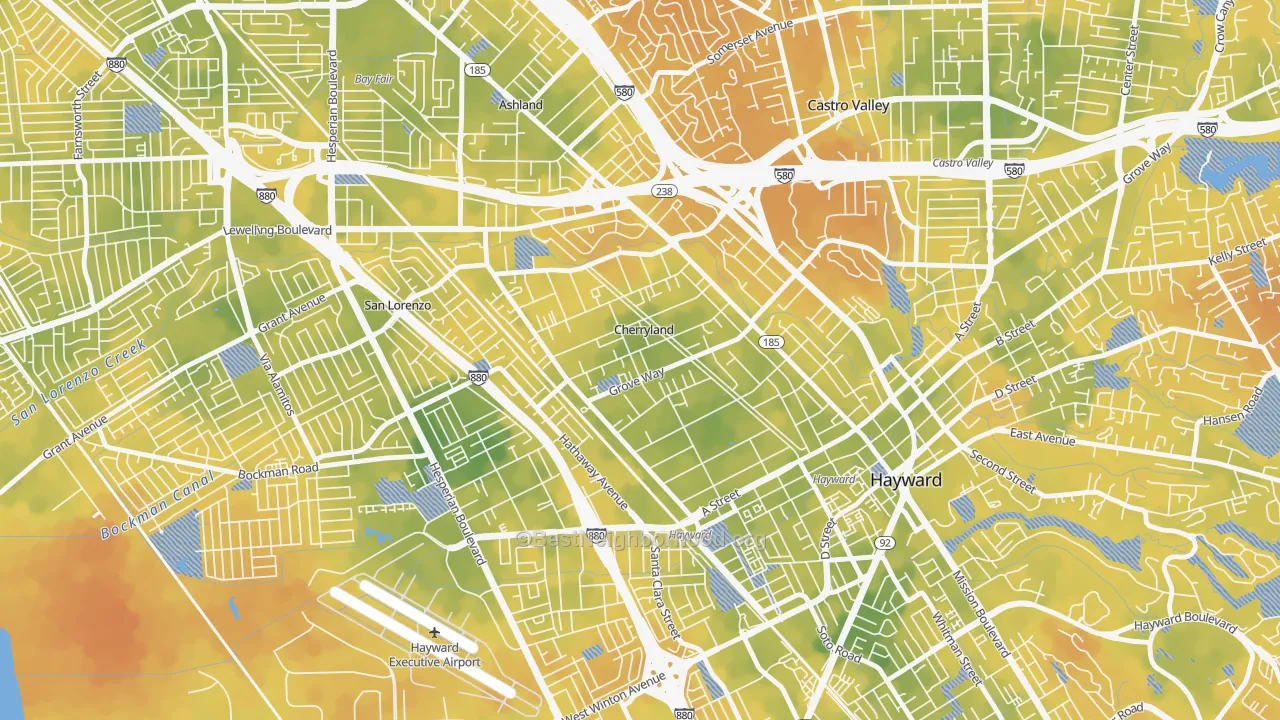 Bike Grade map of Cherryland, CA