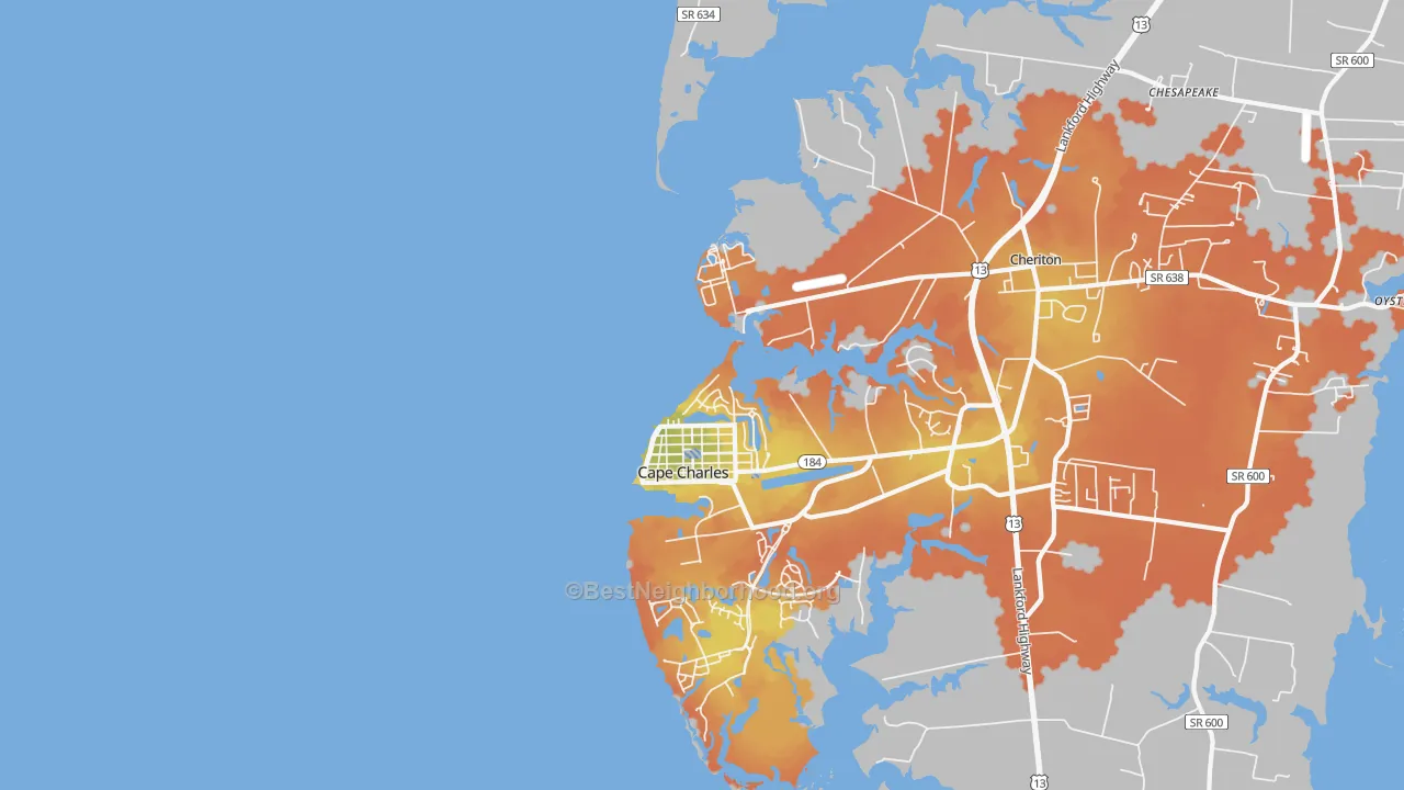 Bike Grade map of Cherrystone, VA