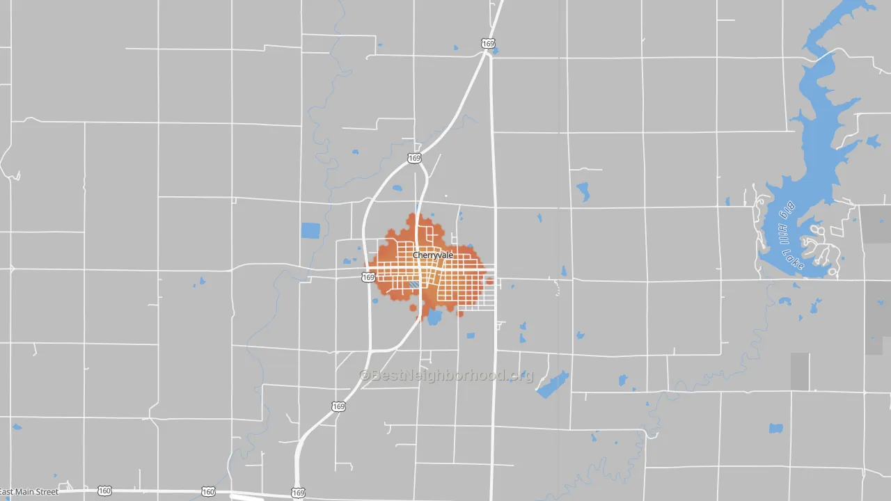 Bike Grade map of Cherryvale, KS