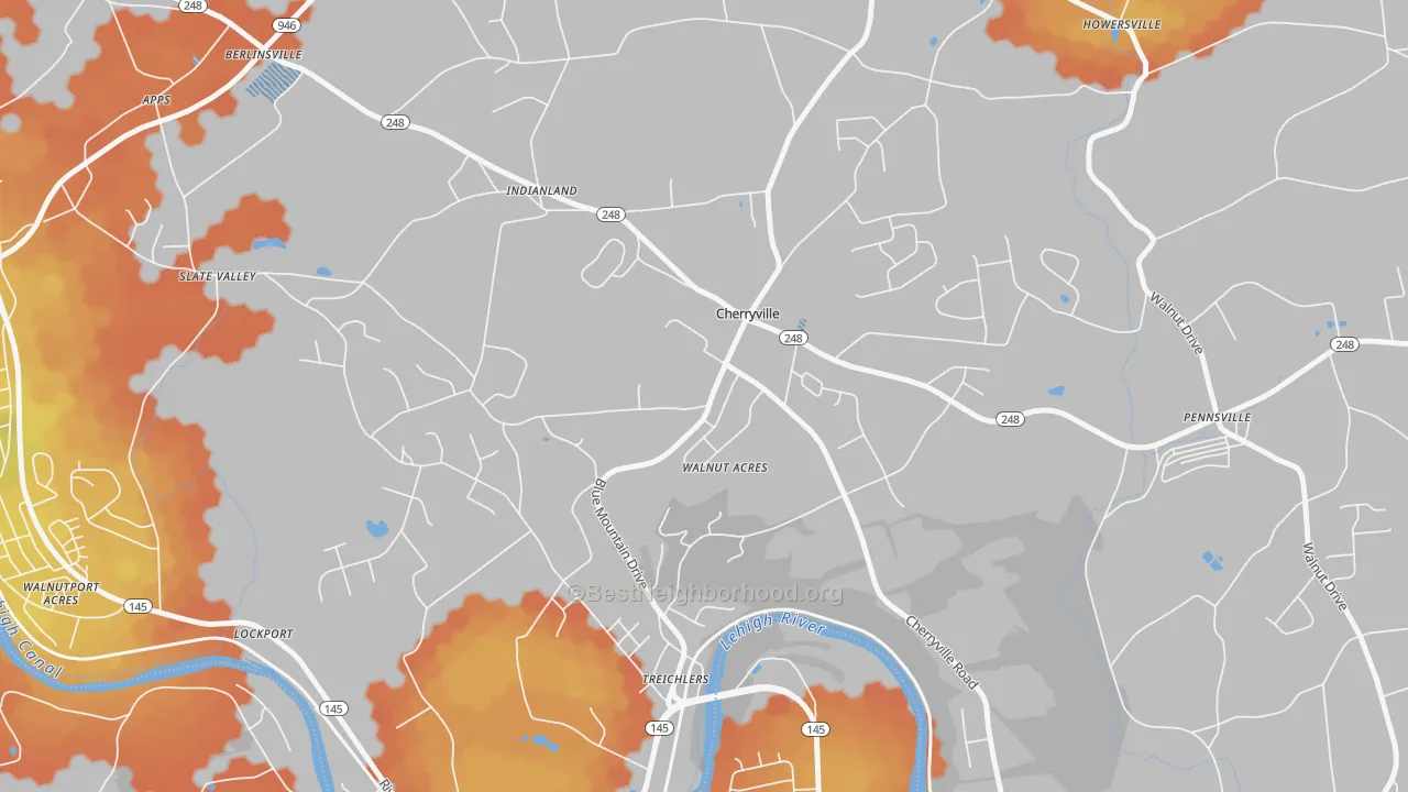 Bike Grade map of Cherryville, PA