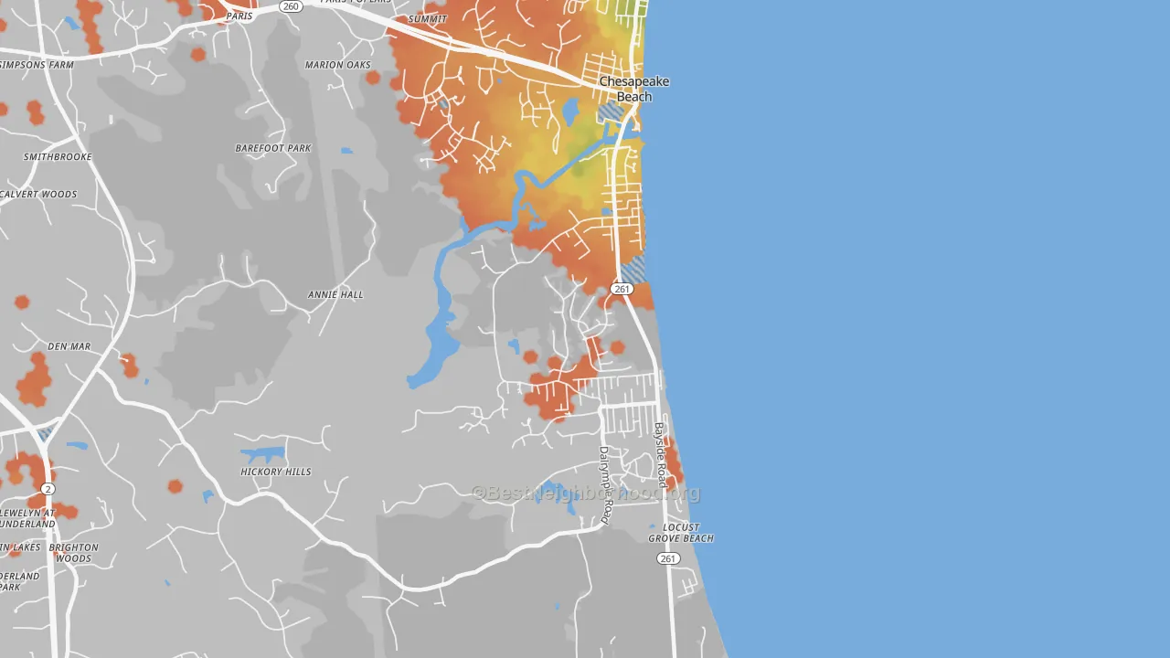 Bike Grade map of Chesapeake Beach, MD